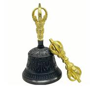 FytStycale Campana Rituale in Meditazione Cerimoniale con Corpo Inciso E Pomolo Dorato per Focus Armonizzazione Spazio Sacro, M