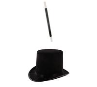 FytStycale Cappello Cilindro Magico Adulti Costume Mago Bacchetta Accessorio Poliestere Feltro Magico Adatto a Travestimenti Festa Halloween Spettacoli Tematici