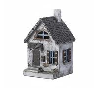 FytStycale Casetta in Resina Grigia Resistente Agli Agenti Atmosferici Mini Casetta da Giardino Dettagli Realistici Mini Casa in Resina per Terrazza