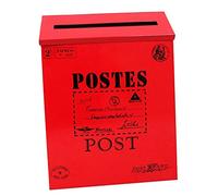 FytStycale Cassetta Postale Da Parete Contenitore per Corrispondenza Scatola Postale Da Esterno E Lettere Stile Retrò in Metallo Zincato Adatta per Ricevere, Rosso