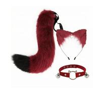 FytStycale Cerchietto Gatto con Coda Pelliccia, Rosso