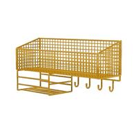 FytStycale Cestino in Filo Metallico da Parete, Scaffale Organizer per, Cestino in Rete, Cestino per in Filo Metallico Salvaspazio, Contenitor, Gold L with Hook