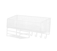 FytStycale Cestino in Filo Metallico da Parete, Scaffale Organizer per, Cestino in Rete, Cestino per in Filo Metallico Salvaspazio, Contenitor, White L with Hook