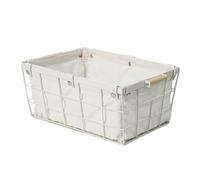 FytStycale Cestino Rettangolare in Rete di Ferro Resistente Cestino in Filo di Ferro Fodera Salvaspazio Contenitore per Camera da Letto, Bianco, S