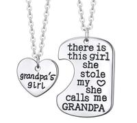 FytStycale Collana Set Collana Pendente Cuore Collana papà Figlia Collana Acciaio Inossidabile Indelebile Mi Ha Rubato Adatta per Anniversario, Nonno
