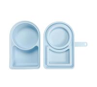 FytStycale Contenitore in Silicone per Snack E Salse, Conservazione Degli Alimenti, Doppio Scomparto per Condimenti E Marmellate, Blu
