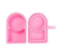 FytStycale Contenitore in Silicone per Snack E Salse, Conservazione Degli Alimenti, Doppio Scomparto per Condimenti E Marmellate, Rosa