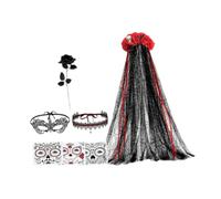 FytStycale Copricapo da sposa di Halloween, copricapo da donna, horror gotico, regalo, per capelli, da sposa per giochi di ruolo e performance, Rosso