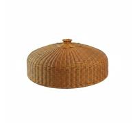 FytStycale Copricibo Intrecciato Stile Cinese Coperchio a Cupola Decorativo Coprivivande Rotondo per Pranzo All'aperto, Marrone, 52 Cm