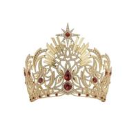FytStycale Corona a Raggiera Brillante Corona con Cristallo Traforata Accessorio per Spose, Sfilate, KC Oro-Rosso