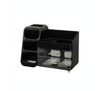 FytStycale Cosmetic Organizer Porta Trucco Cassettiera Organizzatore Contenitore con Scomparti per Boccette Alte E Gioielli Portaspazzole Obliquo in PET E, Nero, Nero