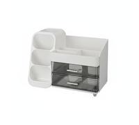 FytStycale Cosmetic Organizer Porta Trucco Cassettiera Organizzatore Contenitore con Scomparti per Boccette Alte E Gioielli Portaspazzole Obliquo in PET E, Bianco, Bianco