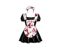 FytStycale Costume da Cameriera Zombie Completo Vestito da Costume con Grembiule e Copricapo Accattivante Abito a Tema Maniche a Sbuffo per Cosplay