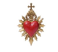 FytStycale Cuore Sacro con Raggi Solari Gotico Cuore Devozionale con Croce Barocco per Ingresso, Oro