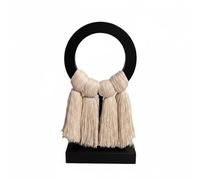 FytStycale Decorazione in Corda Stile Estetica Rustica Minimalista Statua con Nappe Elegante Nodo Nero per Soggiorno, Studio, Nappa Di Corda Di Cotone Piccola