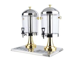 FytStycale Distributore Bevande Doppia Testa Coperchi Metallici Grande Capacità Distributore Succhi Doppia Testa Attrezzatura Buffet per Catering, Gold, B Double 16L