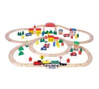 FytStycale Educational Blocks Set Treno in Legno Binari Magnetici Veicoli Edifici Figure Gioco Costruzioni Legno Liscio Problem Solving Creatività Adatto a Bambini Scuola Cameretta