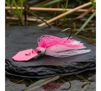 FytStycale Esca da Pesca Artificiale Jig Vibrazione Gonna Silicone Testa Realistica Occhi 3D Anti-incrocio Azione Chattering Adatta a Pesca di Black Bass, Rosa, 12G