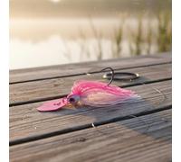 FytStycale Esca da Pesca Artificiale Jig Vibrazione Gonna Silicone Testa Realistica Occhi 3D Anti-incrocio Azione Chattering Adatta a Pesca di Black Bass, Rosa, 7G