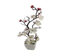 FytStycale Fiore Artificiale di Prugna in Vaso, Bonsai, Pianta Ornamentale di Simulazione, in, Aspetto Naturale, Adatto Come Regalo, Decorazione, Bianco