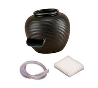 FytStycale Fontana da Tavolo Decorativa in Terracotta con Serbatoio d'Acqua a Circolazione, Ideale per Ufficio, Balcone O Cortile Esterno, M Black