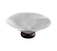 FytStycale Fruttiera in Vetro con Piedistallo in Legno per Servire Frutta, Pane, Snack E Verdura. Lavabile E Resistente. Adatta per Cucina, Feste E Soggiorno, Banda