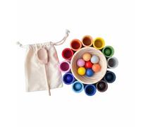 FytStycale Gioco di Smistamento Colori Coordinazione Mano-Occhio Gioco di Ordinamento Colori Bordi Arrotondati Palline Legno Arcobaleno per Bambini Piccoli