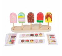 FytStycale Gioco Educativo per Bambini Gioco di Abbinamento Gelati Puzzle Educativo Numerico Tavola con Carte Doppio Lato Legno Levigato Esperienza Tattile