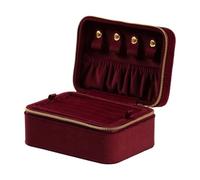 FytStycale gioie in Velluto con Chiusura a Zip Compatto Scatola gioie con Tasca Raccolta Salvaspazio gioielli per Viaggi, Casa, Rosso Vino Scuro