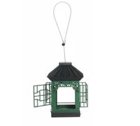 FytStycale Mangiatoia per Uccelli Mangiatoia Appesa Dispenser Alimento Trespolo Casetta in Ferro Struttura Robusta Design a Gazebo Fianchi Adatta a Giardino Balcone Osservazione Natura, Verde