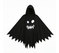 FytStycale Mantello da Fantasma con Cappuccio, Nero, Taglia Unica | bordo Frastagliato a Punta, Spaventoso, per Halloween