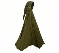 FytStycale Mantello Rinascimentale con Cappuccio Lungo Mantello Medievale con Cappuccio Riutilizzabile Costume per ulti, Rappresentazione Scenica, Verde Militare, S（128cm）