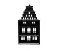 FytStycale Mensola a Forma di Chiesa Tre Scomparti Vetrina Miniatura a Fronte Aperta Finestra Intagliata Scaffale in Miniatura 1:12 per Scena da Collezione, Nero