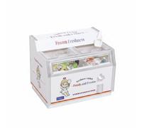 FytStycale Miniature Display Cabinet Espositore, Congelatore Orizzontale Angelo Con 30 Giocattoli Alimentari, Cubetti Di Ghiaccio E Paletta Versione Illuminata