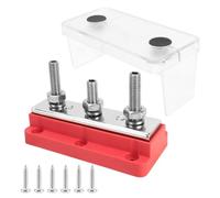 FytStycale Morsettiera con Perni Basso Profilo Blocco di Distribuzione con Terminali a Vite Compatto Morsettiera Barre Collettrici per Elettricisti, Rosso, 3 Colonne M8