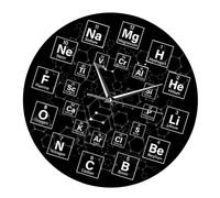FytStycale Orologio da Parete con tavola Periodica, Orologio da Parete con Lavagna Nera, cronometraggio preciso, Decorazione per la casa, Rotondo, Silenzioso,