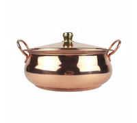FytStycale Pentola Hot Pot in Rame Fatto a Mano Pentola in Rame con Coperchio Materiale Addensato per Ristorante, 26CM