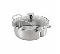 FytStycale Pentola per Hot Pot Divisoria in Acciaio 304 con Due Scomparti Separati da Un Setto Verticale E Manici Termoisolanti Laterali con Coperchio in con in, 28CM