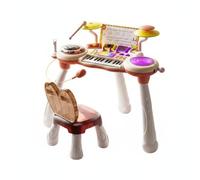 FytStycale Pianoforte Elettronico Bambini Tastiera Musicale Piano Giocattolo DJ Percussioni Microfono Canto con Tasti Melodie Batteria Apprendimento E Gioco Creativo Adatto a Casa Aula Regalo , Rosa