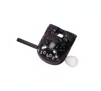 FytStycale Portachiavi a Forma di Pesce Sollievo Dallo Giocattolo a Percussione Sacabambaspis Design Divertente Mini Pesce di Legno Giocattolo per Scuola , Black 2 Inch