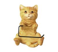 FytStycale Portarotolo Carta Igienica Supporto per Rotoli Da Muro Dispenser Decorativo Porta Carta Murale con Simpatico Gatto Scolpito a Mano in Resina Adatto Pe, Giallo
