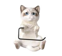 FytStycale Portarotolo Carta Igienica Supporto per Rotoli Da Muro Dispenser Decorativo Porta Carta Murale con Simpatico Gatto Scolpito a Mano in Resina Adatto Pe, Bianco