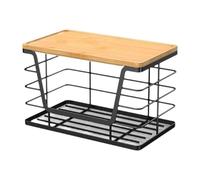 FytStycale Portasacchi per Cucina E Lavanderia in Acciaio al Carbonio con Coperchio in bambù Dispensatore di Sacchetti della Spesa Adatto per Bagno E Sottolavel, L