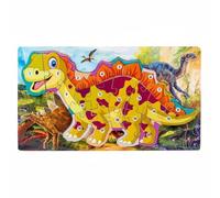 FytStycale Puzzle Dinosauro in Legno Facile da Afferrare Puzzle Didattico con Lettere e Numeri Giocattolo Apprendimento per Scuola Prescolare, Stegosauro Digitale