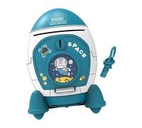 FytStycale Salvadanaio per Bambini Come Decorazione Da Libreria con Chiave E Adesivi, Blu