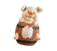 FytStycale Salvadanaio Resinato Decorazione Risparmio Monete Sorprendente Funzione Risparmio Adatto per Bambini Adulti Studio Camera, Porcellino di Botte di Legno