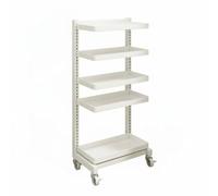 FytStycale Scaffale da Cucina Carrello Portaverdure Mensole Organizer Porta in Livelli Regolabili per Pentole E Padelle E Ruote Bloccabili Adatto per Cucina, Bianco Avorio, 5-Strati 5-Pannelli