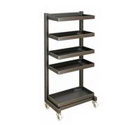 FytStycale Scaffale da Cucina Carrello Portaverdure Mensole Organizer Porta in Livelli Regolabili per Pentole E Padelle E Ruote Bloccabili Adatto per Cucina, Nero Opaco, 5-Strati 5-Pannelli