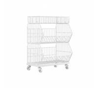 FytStycale Scaffale da Cucina Multi-Piano con Ruote Grande Capacità Scaffalatura Mobile a Compartimenti Multiuso Organizzazione Domestica per Bagno, Bianco, 3-Strati 46CM