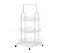 FytStycale Scaffale Mobile a più Piani Robusto e Stabile Carrello Organizer con Cestelli Multiuso Arredamento Commerciale per Bagno, Bianco, L